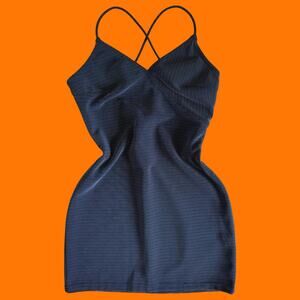 90's vintage navy pin striped bodycon mini dress MEDIUM urban girl